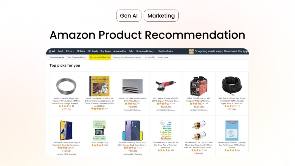 Example of Amazon Product Recommendation